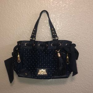 Navy blue with gold embedded details